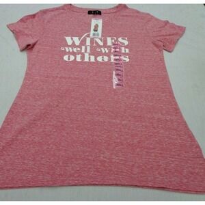 NWT Women's Red MODERN CANVAS Wines Well With Others Tee Size Small